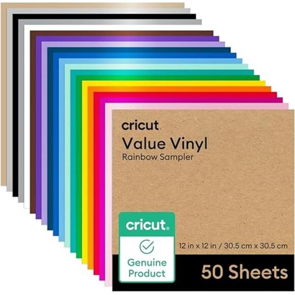 Cricut Value Permanent Vinyl - 50ft Rainbow Sampler, 12in x 12in Sheets - Picture 7 of 7
